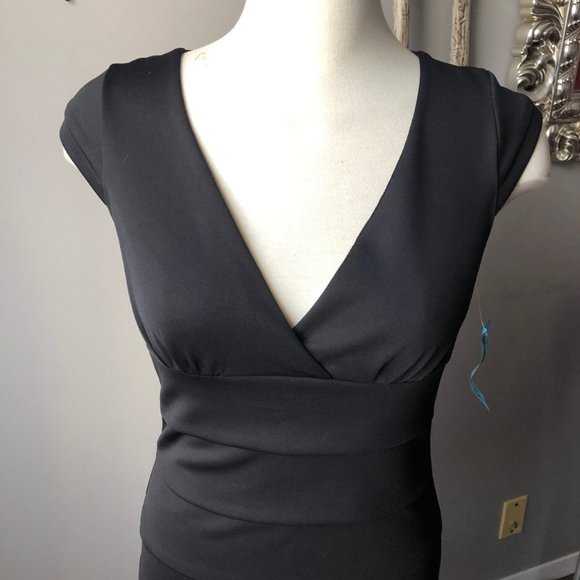 Blush Black Wrap Dress M Stretchy - Picture 2 of 4
